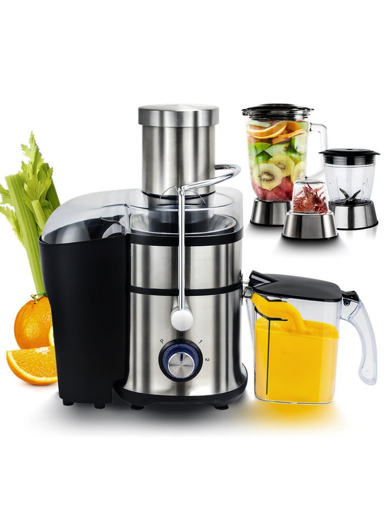 خلاط وعصارة 5 في 1 | عصارة ومطحنة وخلاط متعدد الوظائف بقوة 1500 واط مع وعاء كبير بسعة 2.5 لتر | 3 سرعات | أجزاء قابلة للفصل، سهولة التنظيف ومحرك قوي - Image 1